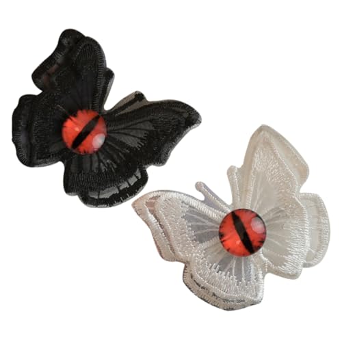 MOTHNUR 2 Stck Punk Haarklammern Gothic Haarklammern mit und Weißem Augenmuster Schmetterling Haarschmuck für Frauen und Mädchen Party Accessoires Leicht und Bequem von MOTHNUR