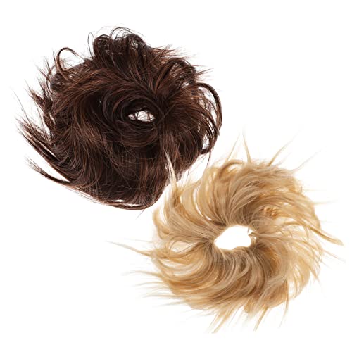 MOTHNUR 2 Stück Realistische Kunsthaar-pferdeschwanz-haarteile Für Frauen Haarknoten-extensions Mit Elastischem Haargummi-set von MOTHNUR
