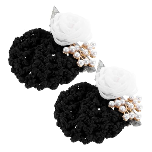 MOTHNUR 2 Stück Blumen Haarnetz mit Clip Haarnetz für Dutt Eleganter Haarschmuck für Damen Geeignet für Stewards Bankpersonal für Dickes und Dünnes Haar Komfortables Stoff Metallmaterial von MOTHNUR