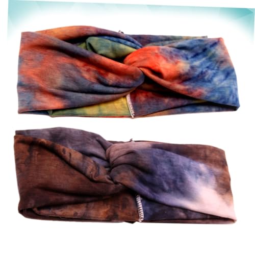 MOTHNUR 2 Stück Bohemian Stirnband Elastische Sport Haarbänder Damen Yoga Running Schnell Trocknend Schweißabsorbierend Farblich Bunt und Cyan Komfortabel ohne Druck Einsetzbar von MOTHNUR