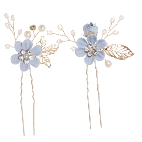 MOTHNUR 2 Stück Brautschmuck Haarnadeln mit Handgefertigten Blauen Stoffblumen Leichte und Bequeme Hochzeits Haarspangen für Braut und Brautjungfern Eleganter Haarschmuck für Hochzeit und von MOTHNUR