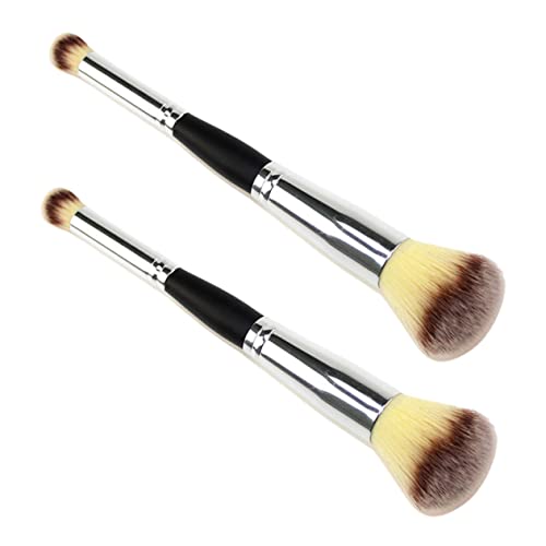 MOTHNUR 2 Stück Doppelender Make Up Pinsel Teilig Blush Highlighter Puderpinsel Kompakt Leicht Tragbar für Gesicht Lidschatten Professionelle Make Up Accessoires von MOTHNUR