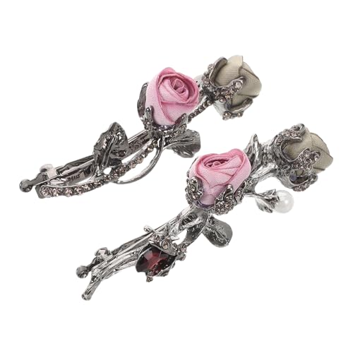 MOTHNUR 2 Stück Elegante Rosen haarspangen mit Funkelnden Strasssteinen Robuste Federklemme Stilvolle Haarschmuck accessoires für Damen und Mädchen für Hochzeiten Partys und Festliche von MOTHNUR