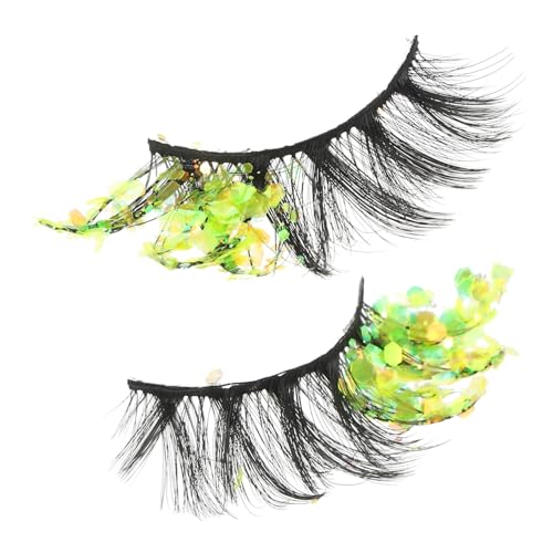 MOTHNUR 2 Stück Falsche Wimpern Bunte Glitzer Wimpern Leuchtende Farbwechselnde Eyelashes für Frauen Natürlicher Look Auffällige Augen Make Up Highlight Party Zubehör von MOTHNUR