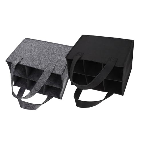 MOTHNUR 2 Stück Filz weintaschen mit Tragegriff Robuste Flaschentasche für Weinflaschen Tragbar Leicht Stilvolle Geschenkverpackung in Schwarz von MOTHNUR