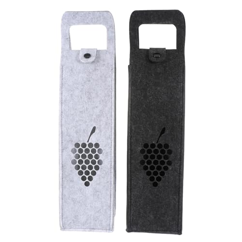 MOTHNUR 2 Stück Filz weintragetaschen in Dunkelgrau Wiederverwendbare Flaschentaschen mit Tragegriff Portable Geschenkverpackung für Weinflaschen für Feiern Hochzeiten und Partys von MOTHNUR