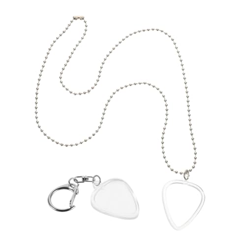 MOTHNUR 2 Stück Gitarrenplektrum Aufbewahrungsbox Transparentes Plectrum Organizer Etui mit Herzförmigem Anhänger und Schlüsselanhänger Standardgröße Kompakt für Akustik Gitarre Spieler von MOTHNUR