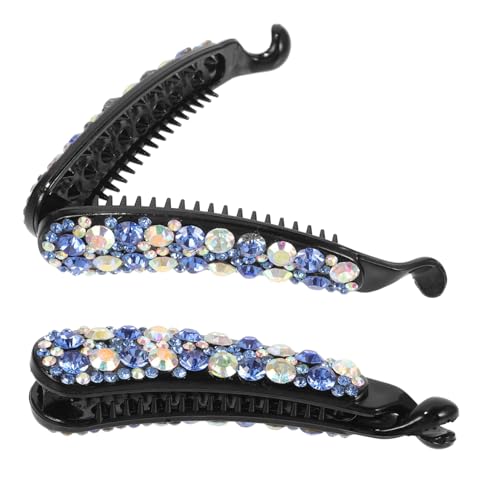 MOTHNUR 2 Stück Große Bananen Haarklammern mit Strass für Dickes und Lockiges Haar Fester Griff Modische Haarschmuck Accessoires für Frauen Vielseitig Einsetzbar bei Alltag und Festen von MOTHNUR