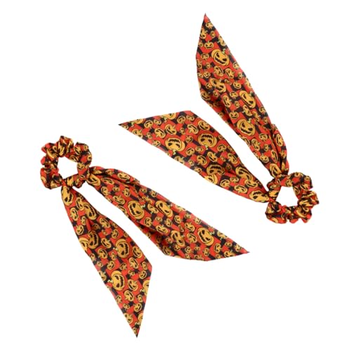 MOTHNUR 2 Stück Halloween Haargummis mit Kürbis Design Modische Haarschleifen für Damen Leichtes Schonendes Haarzubehör für Halloween Party Cosplay Festliche Frisuren von MOTHNUR