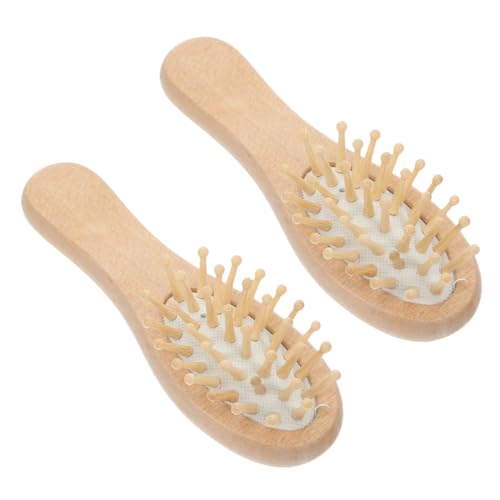 MOTHNUR 2 Stück Kleine Holzbürste mit Breiten Zähnen Mini paddle comb für Sanfte Entwirrung Schonende Kopfhautmassage Tragbar für Damen Herren und Haarschonend und Vielseitig Einsetzbar von MOTHNUR