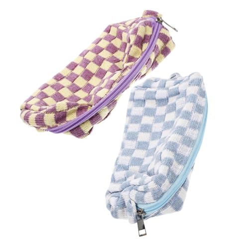 MOTHNUR 2 Stück Karierte Kosmetiktasche Reißverschlussbeutel Für Damen Tragbare Reise Schminktasche Multifunktionale Kulturbeutel Für Make up Und Accessoires Stylische Organizer von MOTHNUR