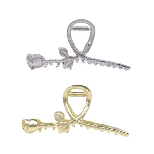 MOTHNUR 2 Stück Metall Haar Klammern mit Rosenblüten Design Starke Haarklammern für Damen Modische Haarschmuck Clips Fester Sitz für Festes Styling und Alltagsfrisuren von MOTHNUR