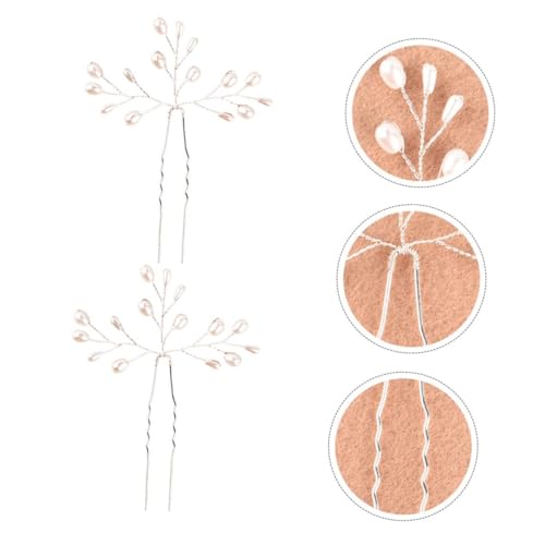 MOTHNUR 2 Stück Perlen Haarnadeln Brautschmuck Handgefertigt Silberfarbene Haarspangen für Hochzeit Fotografie Cosplay Braut Haarschmuck von MOTHNUR