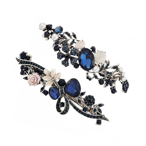 MOTHNUR 2 Stück Retro Haarklammern Damen Alloy Haarschmuck mit Strass und Katzenauge Langlebige Stilvolle Haarspangen für Mädchen und Frauen Modisch und Fest Haltend von MOTHNUR
