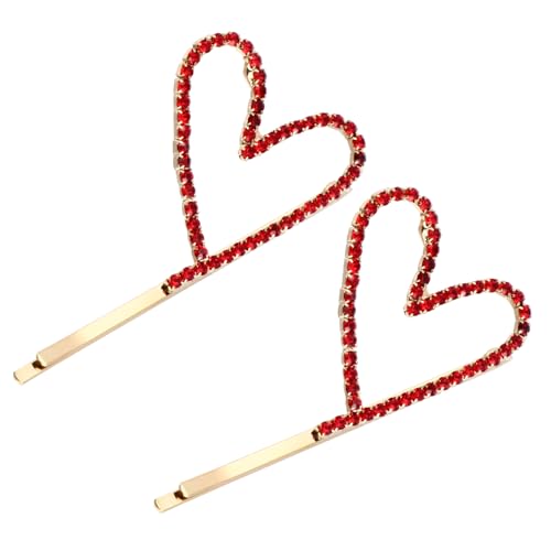 MOTHNUR 2 Stück Rote Herzförmige Strass Haarspangen Feine Legierung Haarklammern Eleganter Haarschmuck für Damen und Mädchen für Zöpfe Pferdeschwanz und Alltag von MOTHNUR