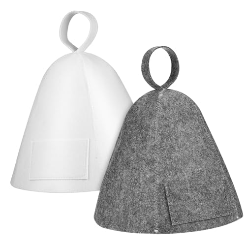 MOTHNUR 2 Stück Saunahut aus Filz für Damen und Herren Dicke Wasserabsorbierende Saunamütze mit Schnelltrocknender Funktion Schützt Haare und Kopf vor Überhitzung für Sauna und Dampfbad von MOTHNUR