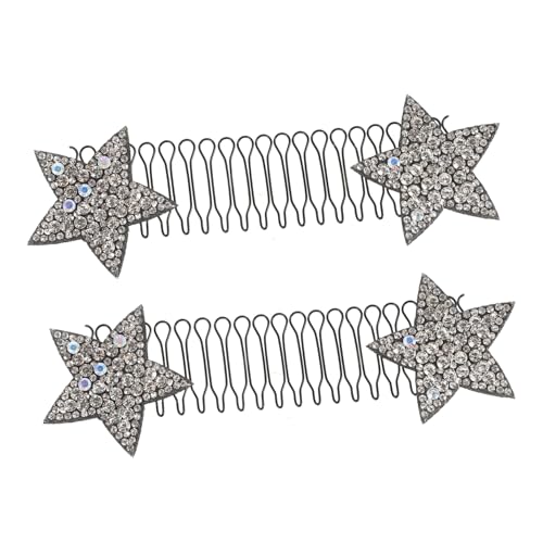MOTHNUR 2 Stück Silberne Haarnadeln Sternförmig Verdeckter Haarkamm Haarfixierer Unsichtbare Haarklammern für Voluminöse Hochsteckfrisuren Alltag Stylischer Haarschmuck Damen Mädchen von MOTHNUR