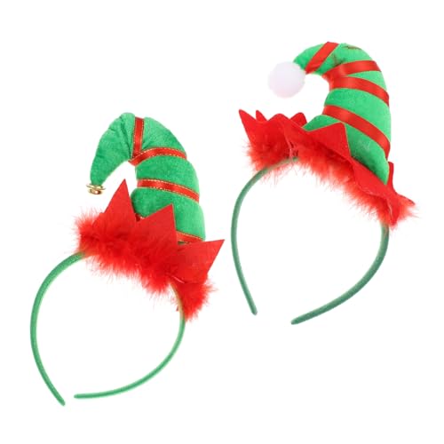 MOTHNUR 2 Stück Stirnbandglockenfeder Weihnachtshut Weihnachtsdekoration Hüte Kostümparty -Kopfschmuck Weihnachten Kopfbedeckung Feiertagskopfbedeckung Urlaubsstirnband Haarreferenz Stoff von MOTHNUR