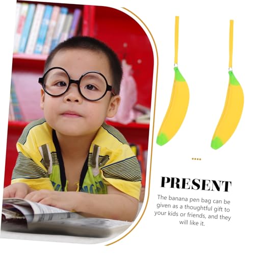 MOTHNUR 2 Stück Teiliges Bananen federmäppchen aus Weichem Silikon Großes Fassungsvermögen Kreatives Design Tragbar mit Handgelenkschlaufe Robust und Flexibel für Schule und Büro von MOTHNUR