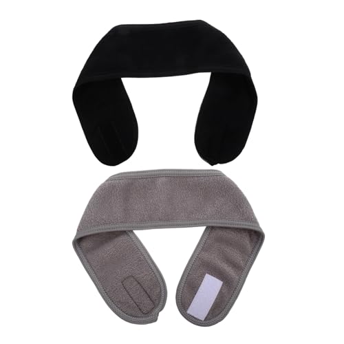 MOTHNUR 2 Stück Teiliges Damen Stirnband aus Weichem Polyester Saugfähiges Dehnbares Haarband für Gesichtswäsche Spa Yoga und Sport in Schwarz von MOTHNUR