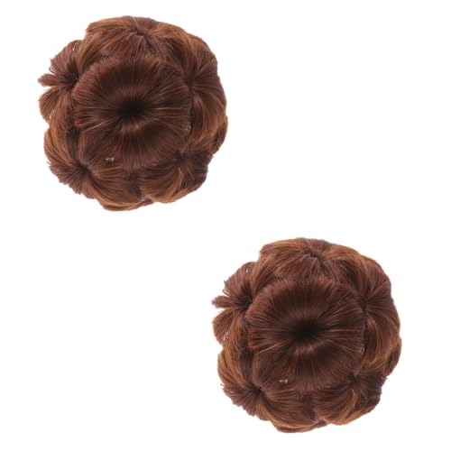 MOTHNUR 2 Stück Teiliges Haarteil Haarclip für Dutt Hochtemperaturfaser Langlebig Sicher Haarklammer Haargummi für Damen Alltag und Festtagsfrisuren in Hellbraun von MOTHNUR