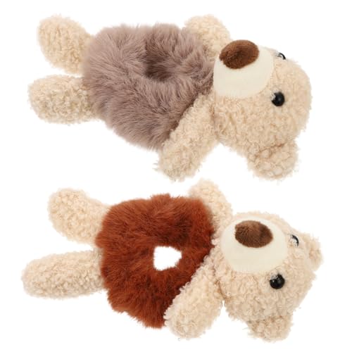 MOTHNUR 2 Stück Teiliges Plüsch Haargummi Bärenform Elastische Haarschleifen für Mädchen Leichte Bequeme Haarbänder für Weihnachten Partys Hochzeiten und Alltag von MOTHNUR