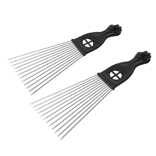 MOTHNUR 2 Stück Teiliges Set Stahlnadel Kamm Breitzahniger Rake Comb mit Kunststoffgriff Entwirrt Langes Dickes Haar Glatte Polierte Zähne für Herren und Heimgebrauch von MOTHNUR