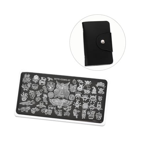 MOTHNUR 2 Stück Tragbare Maniküre Stamping Schablonen Aufbewahrungstasche mit Kartenfächern Schnappverschluss Nagelkunst Platten Organizer Multifunktional für Maniküre Kreditkarten von MOTHNUR