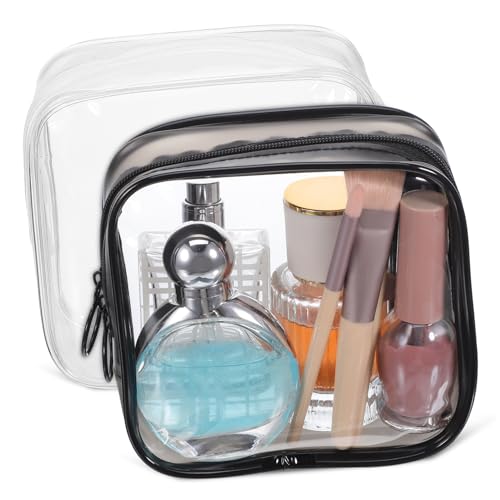MOTHNUR 2 Stück wasserdichte Kleine Kosmetiktasche mit Doppelreißverschluss Transparenter Make Up Organizer Kompakte Reise Kulturtasche für Damen Praktische Durchsichtige Schminktasche von MOTHNUR