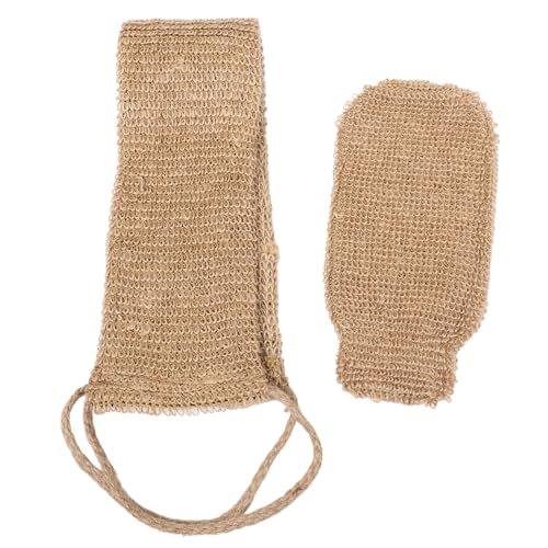 MOTHNUR Müheloses Rückenschrubben-handschuh-set Sisal-bad-peeling-handschuhe Streifen-körperschrubber Luffa-handtücher Für Männer Und Frauen Kaffee von MOTHNUR
