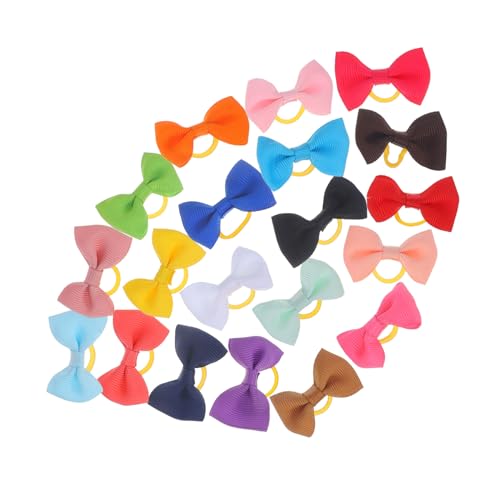 MOTHNUR 20 Stück Teiliges Haargummis mit Schleifen Elastische Dünne Haarschlaufen für Mädchen Sanfte Fixierung Ziehen Bunte Haarschmuck Accessoires für Alltag und Besondere Anlässe von MOTHNUR