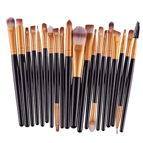 MOTHNUR 20 Stück Teiliges Profi Make Up Pinselset Schwarz Gold Tragbare Lidschatten Foundation und Augenbrauen Pinsel aus Synthetischem Haar Langlebig und Vielseitig für Tägliche und von MOTHNUR