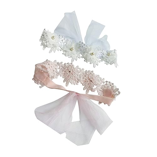 MOTHNUR 2Stücke Verstellbare Haarschmuck Blumen Stirnbänder Chiffon für Junge Mädchen Elastische Kopfbedeckung Perfektes zur Babyparty von MOTHNUR