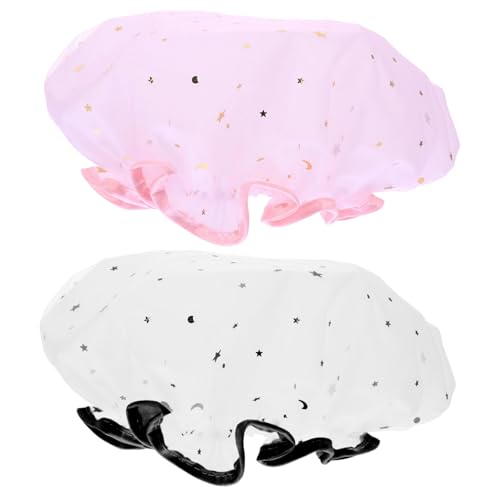 MOTHNUR 2stücke Duschhaube Wasserdichte Doppellagige Wiederverwendbare Badekappen Für Damen Und Herren Zum Schutz Von Haaren Beim Duschen Für Unterwegs von MOTHNUR