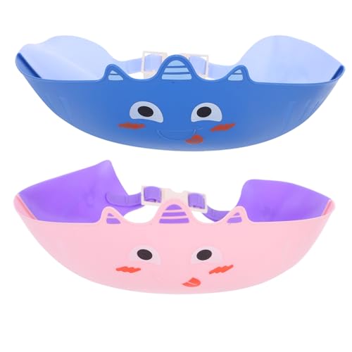 MOTHNUR 2stücke Duschhaube Für Junge Mädchen Verstellbarer Riemen Wasserdichtes Material Schutz Für Augen Und Ohren Cartoon-design Bequeme Wassersperre Für Reisen Hause von MOTHNUR