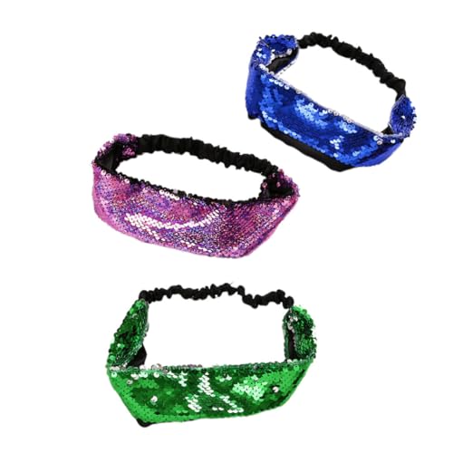MOTHNUR 3 STÜCKE Teiliges Pailletten Haarband Elastisch Modisch Haarschmuck Damen Mädchen Party Kopfbedeckung Festlich Leicht von MOTHNUR