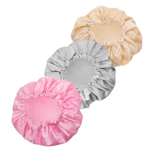 MOTHNUR 3 Stück Doppellagige Wasserdichte Badehaube Elastische Einfarbige Duschhauben für Damen für Haare Schützen Beim Duschen Make up und Gesichtsreinigung Tragbar für Reisen und von MOTHNUR