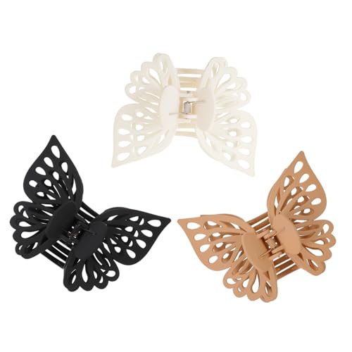 MOTHNUR 3 Stück Große Butterfly Haarklammer Doppellagig Leichter Haarclip Stabil für Dickes Feines Langes Haar Damen Mädchen Modischer Haarschmuck Praktisch für Alltag Party Hochzeit von MOTHNUR