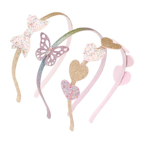 MOTHNUR 3 Stück Haarbänder mit Pailletten Herz Schmetterling Elastische Stirnbänder mit Schleife Glitzernde Haarschmuck für Mädchen Leichte Mode accessoires für Party und Alltag von MOTHNUR