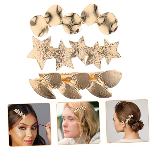 MOTHNUR 3 Stück Haarklammern Goldene Haarklammern Damen Vintage Haarschmuck Stabile Haarspangen für Mädchen Alltag Frisuren von MOTHNUR