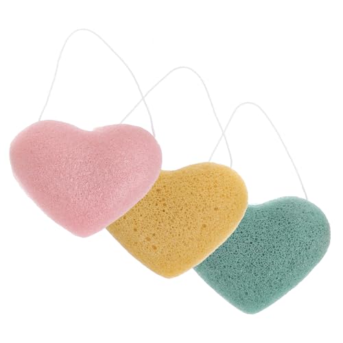MOTHNUR 3 Stück Herzförmige Gesichtsschwämme Sanfte Peeling Reinigungs-pads aus Weichem Schwamm für Empfindliche Haut Langanhaltend als Make-up-entferner Porentiefen Reinigung von MOTHNUR