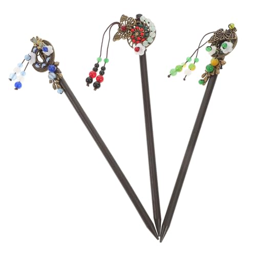 MOTHNUR 3 Stück Holz-haarnadel Handgefertigt Haarstäbchen Für Frauen Dekoratives Haar-accessoire Für Lockiges Zufälliges Styling von MOTHNUR
