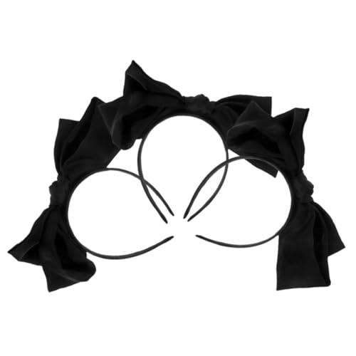 MOTHNUR 3 Stück Schwarzes Haarband mit Großer Schleife für Damen Leichtes Haarschmuck Accessoire Vielseitig Tragbar für Alltag und Party Formbeständig Langlebig und Komfortabel von MOTHNUR