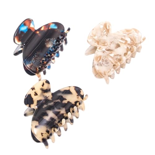 MOTHNUR 3 Stück Teiliges Acetat Haarklammern mit Marmor Leopardenmuster Große Rutschfeste Haarspangen Flexibler Haar Kiefer Clip für Frauen und Mädchen Farblich Sortiert Zufällige Farbe von MOTHNUR