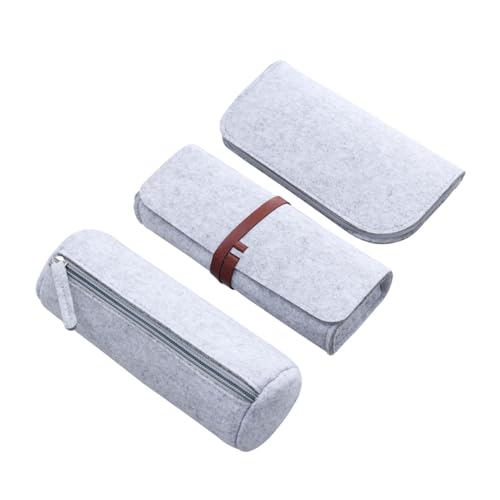 MOTHNUR 3 Stück Teiliges Filz Mäppchen Stifte Organizer Kosmetiktasche Make up Beutel Leichte Kratzfeste Aufbewahrungstaschen in Hellgrau Vielseitig für Büro Schule Reisen Geeignet von MOTHNUR