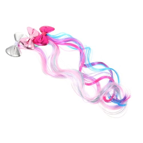 MOTHNUR 3 Stück Teiliges Haarschmuck Mädchen Bunte Schmetterlings haarclips mit Schleifen Sanfte Fake haarverlängerungen zum Einklemmen Geeignet für Partys Geburtstage und Festliche von MOTHNUR