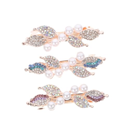 MOTHNUR 3 Stück Teiliges Haarspangen mit Strass und Perlen Stilvolle Haarschmuck accessoires für Mädchen Sichere Federklemmen für Kurze und Lange Haare Geeignet für Hochzeit und Alltag von MOTHNUR