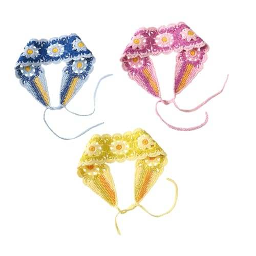 MOTHNUR 3 Stück Teiliges Häkel Stirnband Damen Verstellbare Strick Haarbänder in Gelb Blau Floral Designte Kopfbedeckung Elastisch und Vielseitig für Alltag Party und Festtage Geeignet von MOTHNUR