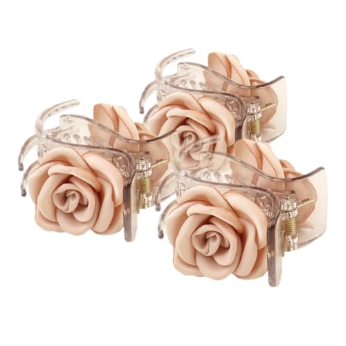MOTHNUR 3 Stück Teiliges Kleine Haarklammern mit Rosenblumen Design Transparente Haarkralle Rutschfeste Haarspangen für Damen Vielseitiger Haarschmuck für Hochzeit Party und Alltag von MOTHNUR