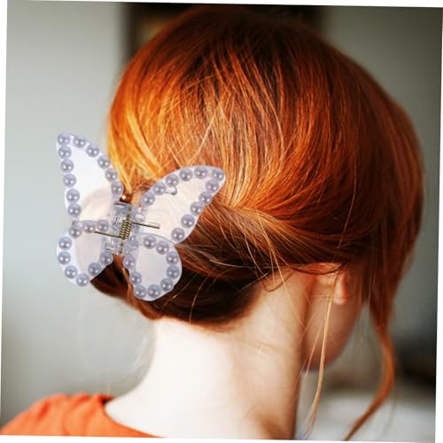 MOTHNUR 3 Stück Teiliges Kleine Schmetterlings Haarspangen mit Perlen und Strass Schmerzarme Haarklammern für Damen Fest Haltende Clips für Alltag Party Hochzeit und Sport von MOTHNUR
